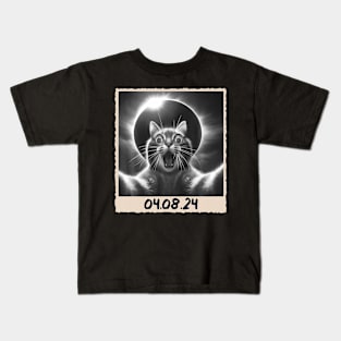 Solar Eclipse 2024 04.08.24 ny Solar Eclipse Cat Selfie Kids T-Shirt